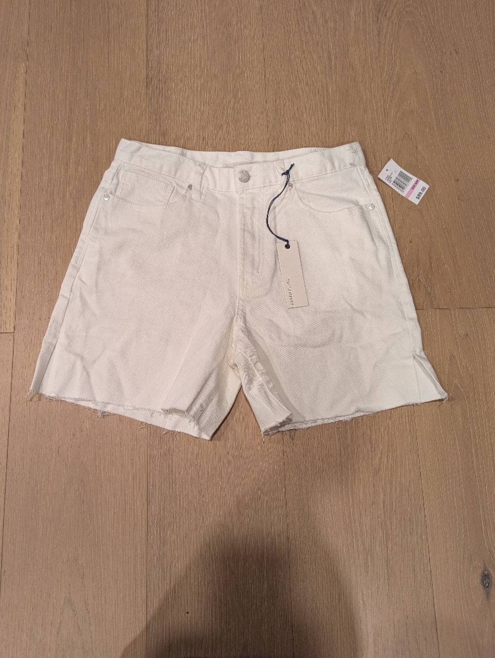Habitual Skyler Fit White Raw-Hem Denim Shorts